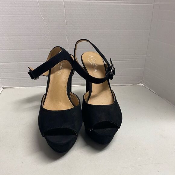 CANDIE’S Women’s Peep Toe Black Block Heel Sandals Size 8.5 - Picture 10 of 11